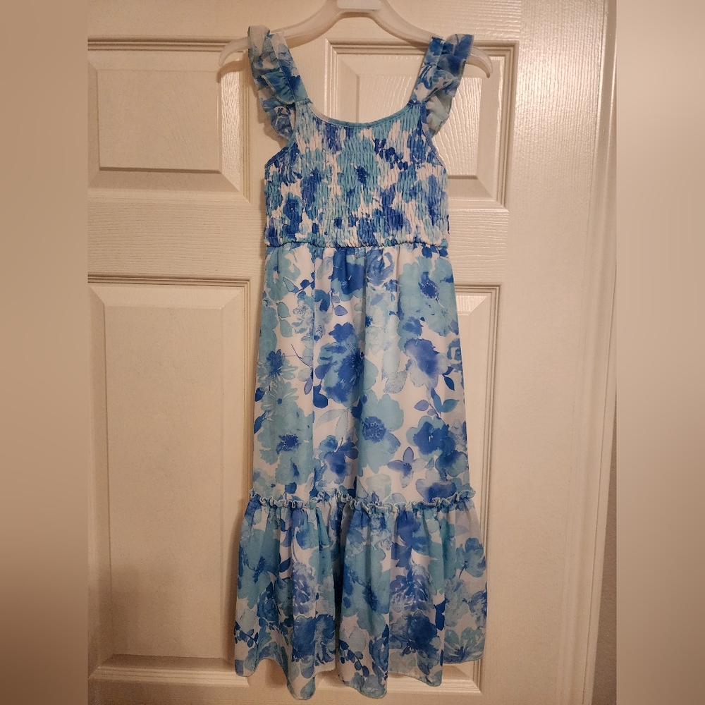 Zenzi, Girls Summer Blue Floral Dress, Size 6/6x